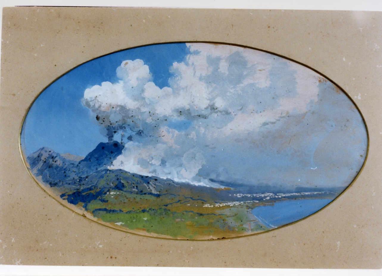 Veduta del Vesuvio in eruzione - Certosa e Museo Nazionale S. Martino, Napoli